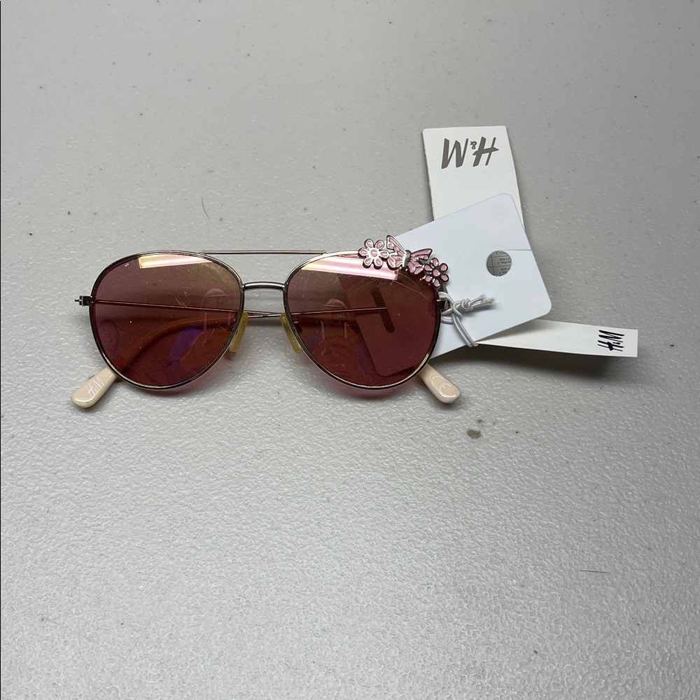 H&M Silver Aviator Sunglasses with Pink Floral Detail